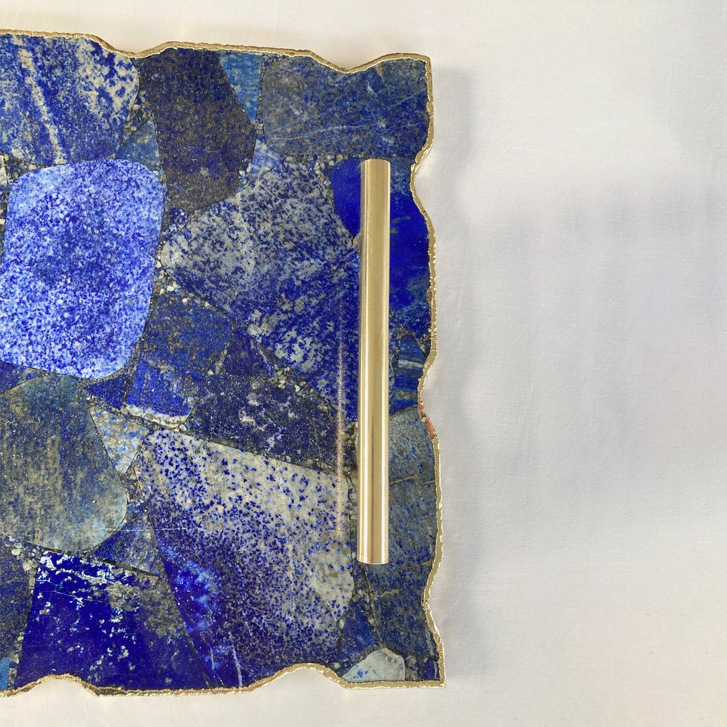 Large Lapis Lazuli Serving Tray With Plain Modern Brass Handles/Personalised Momentos/Sign Boards 10"x15"-3