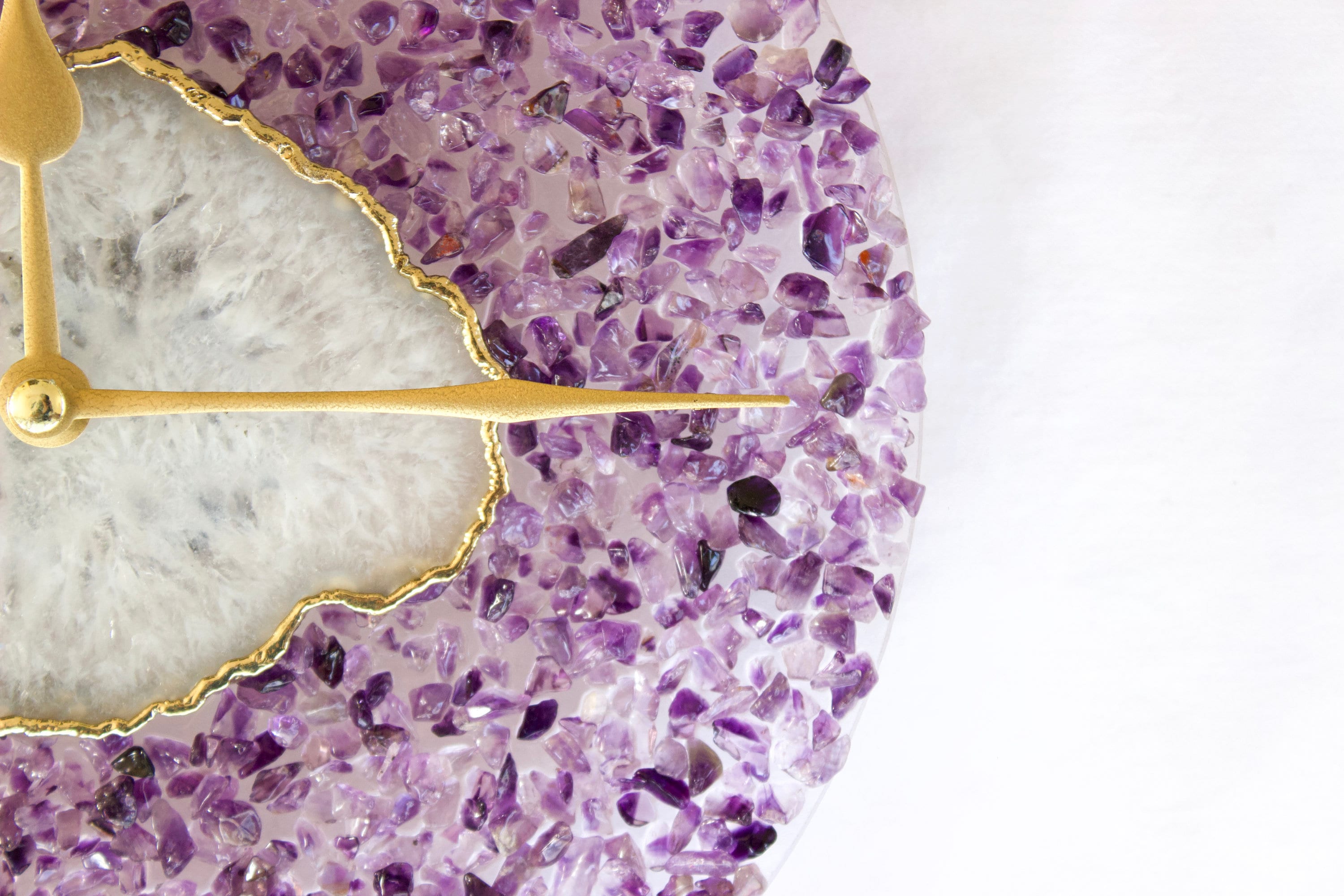 10" Diameter Large Purple Crystal White Agate Wall Clock-1