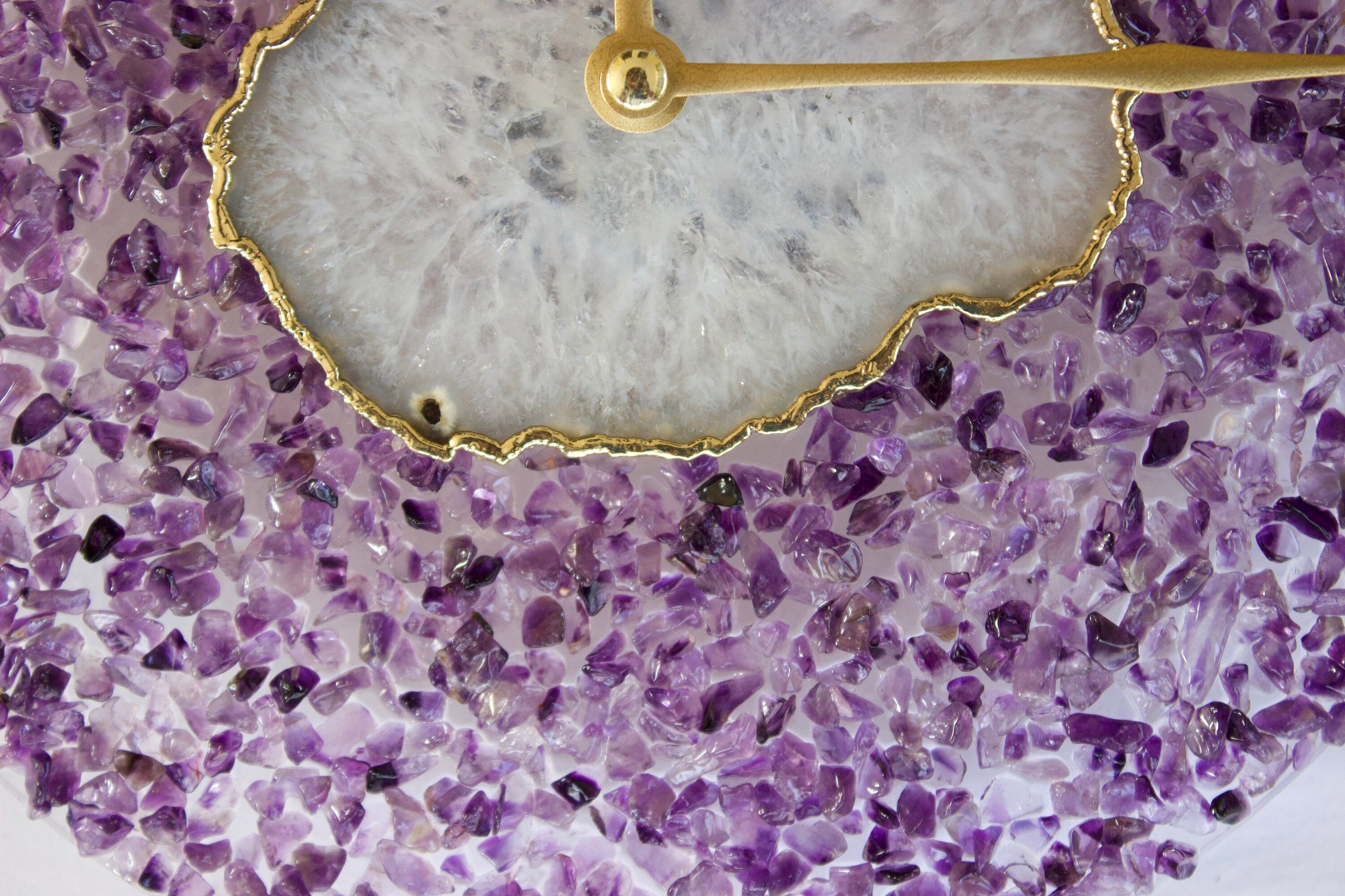 10" Diameter Large Purple Crystal White Agate Wall Clock-3
